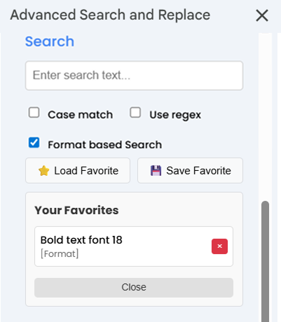 Load / Save Favorite Search