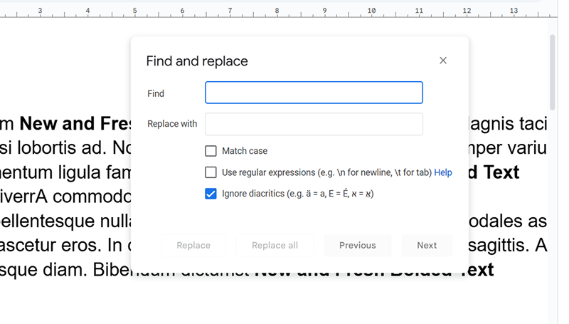 Regular docs search replace