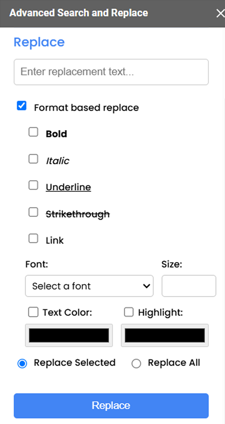 Replace feature