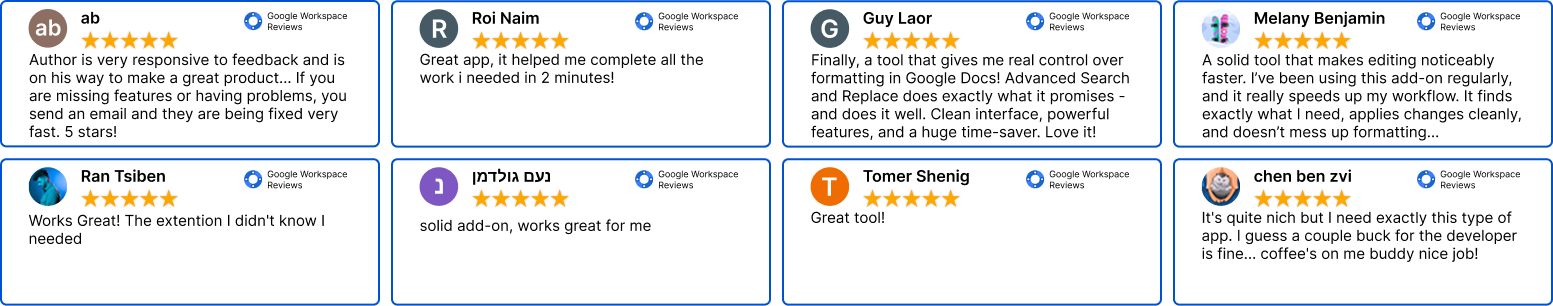 Reviews of Advanced Search and Replace from the Google Workspace Marketplace