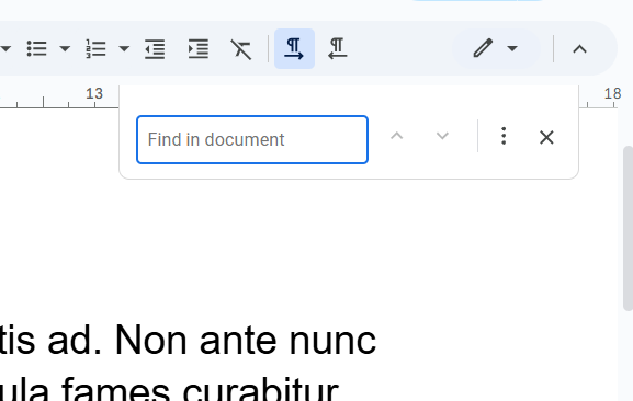 Regular google docs find