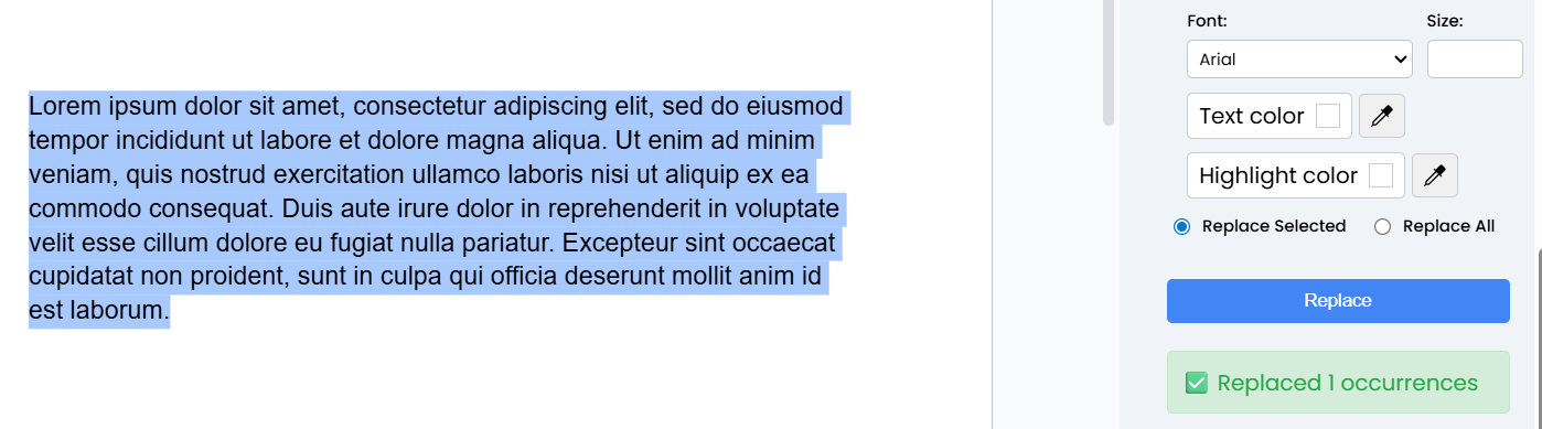 Replace by text font