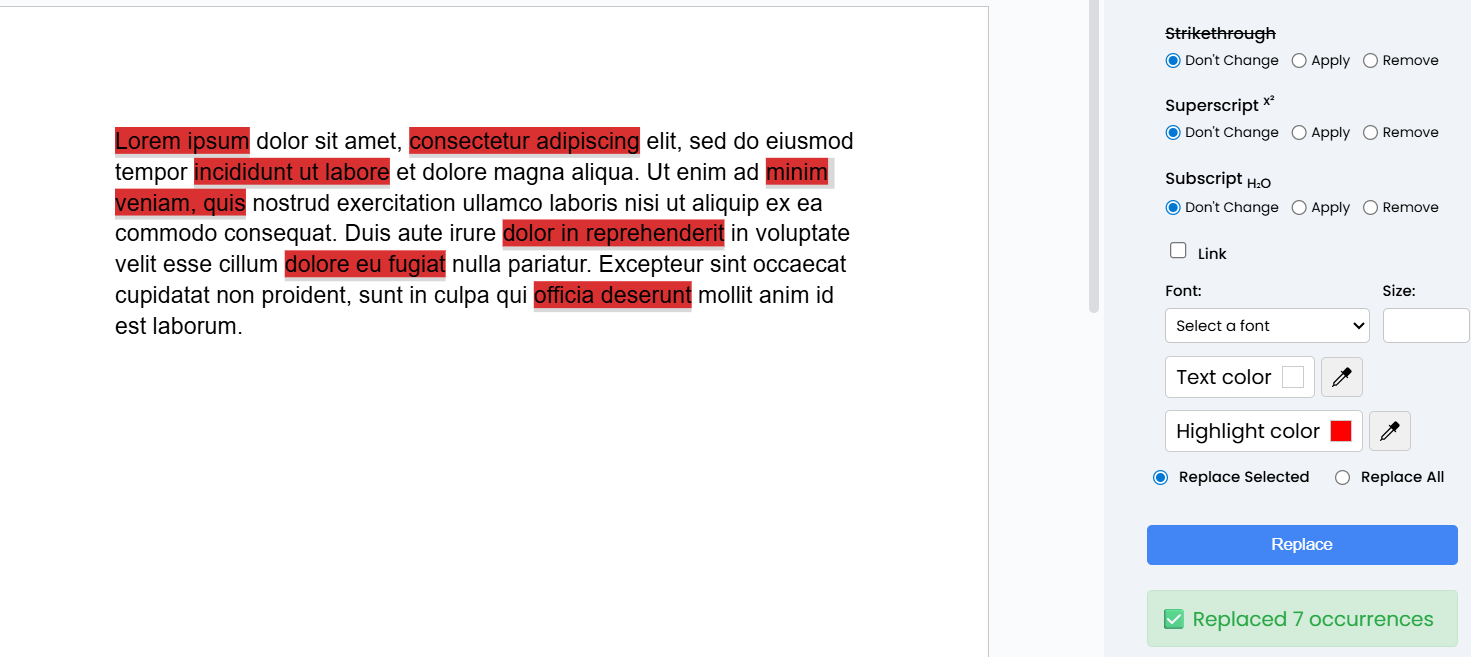 Replace highlight color red
