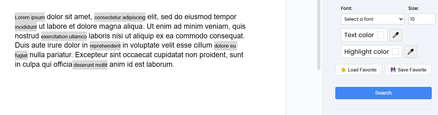 Search by font size