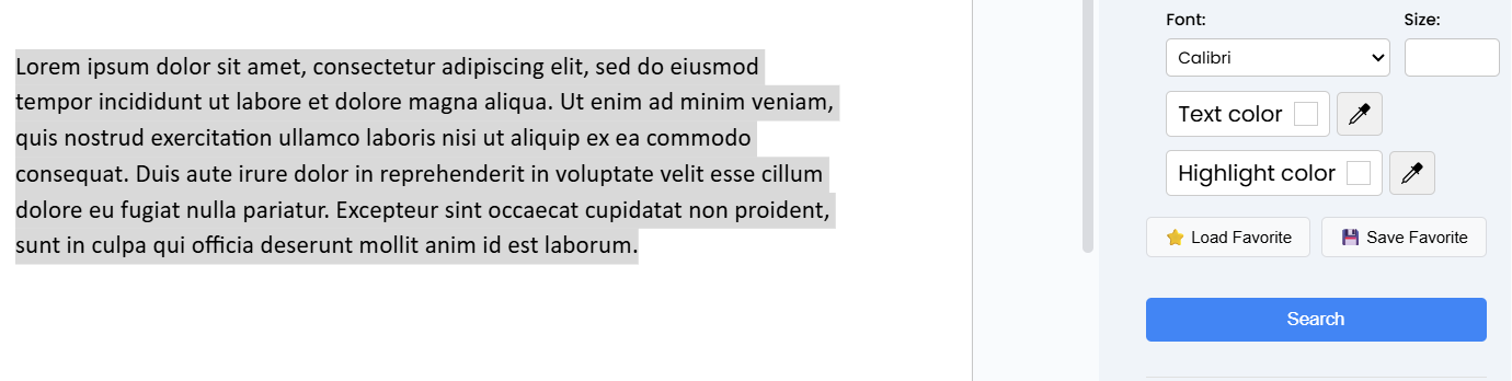 Search by text font